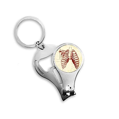 Rib Human Pleural Sketching Skeleton Nail Nipper Ring Key Chain Bottle Opener Clipper