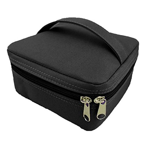 Lmeison 16-BottleEssential Oil Carrying Case With Foam Insert, Inside Pocket and Handle - Strong Double Zipper - Contain 5ml,10ml,15ml Bottles - Black