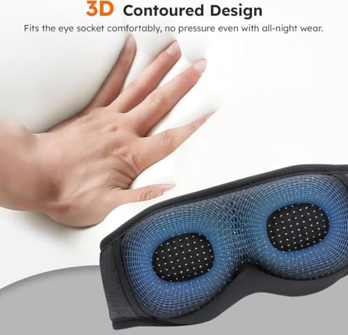 Image of LC-dolida White Noise Bluetooth 5.4 Sleep Eye Mask with Timer, 3D Sleeping Mask Headphones with 16 Soothing Sounds, Total Blackout Sleep Headphones for Side Sleeper /Women /Men (Blue)