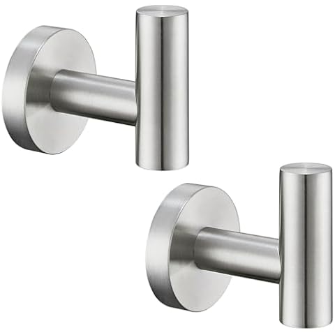 Angle Simple Bathroom Towel Hook 2 PCS, SUS304 Stainless Steel Bath Robe Holder, Modern Hand Towel Hanger Wall Mounted, Brushed Nickel Cover