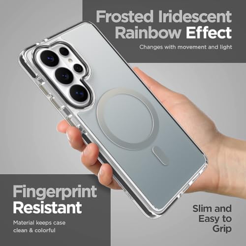Image of Magnetic Case for Samsung Galaxy S26 Ultra [Compatible with Magsafe] [Anti-Yellowing] [1 Screen Protector] Slim Clear Iridescent Case for Galaxy S26 Ultra 6.9 inch, Black