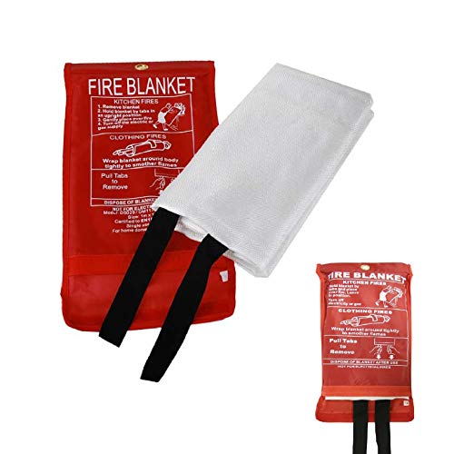 Fire Blanket - Large Fire Extinguisher with Fire Blanket Quick Unfolding with Loops Ideal for Kitchen Office Home Garage Caravan Etc