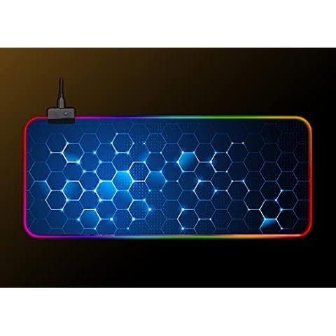 BSpoiled Thick Blue RGB Gaming Mouse Pad, With Luminous LED Table Of 14 Lighting Mode Groups, Power Off Memory Function, Anti-Slip Rubber Base And Waterproof Surface, XXXL (80-30-0.4cm) Cover