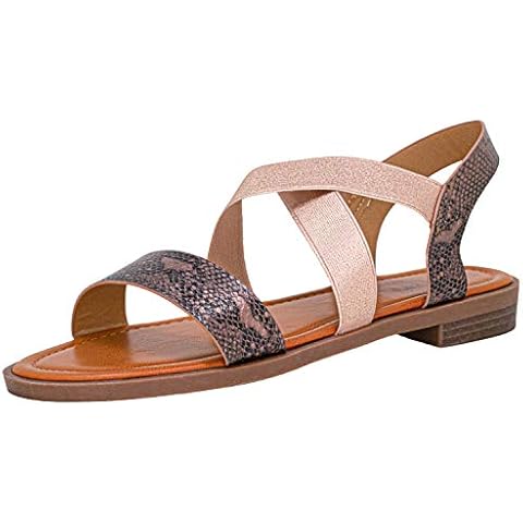 Fitters Footwear That Fits Women's Sandals AVA Synthetic Comfortable Sandals with Snake Print Plus Size (EU) Pink Size: 10 UK Cover