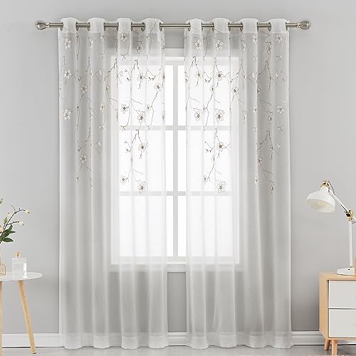 HAUSPROFI 2 tende trasparenti con motivo floreale