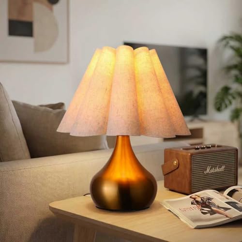 Small Table Lamp Pleated Table Lamp Fabric Shade Desk Lamp Nightstand Lamp