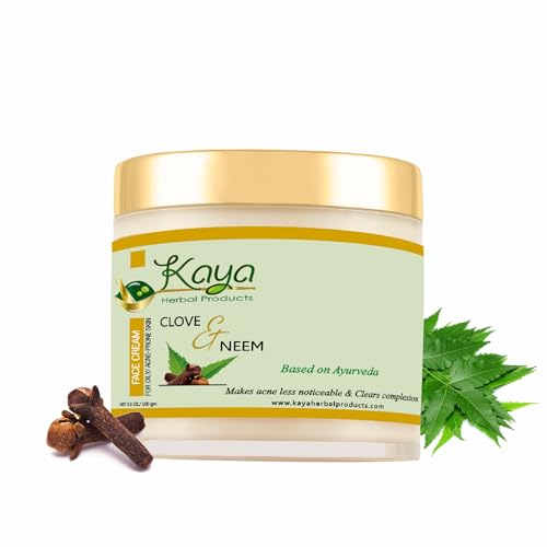 Kaya Herbal Product Clove & Neem Face Cream For Oily Skin/Acne Prone Skin For Control Acne & Pimples | Smooth, Soft & Glowing Skin – Made With Natural Ingredients Face Cream For Men & Women – 100 Gm Kaya Herbal Product Clove & Neem Face Cream For Oily Skin/Acne Prone Skin For Control Acne & Pimples | Smooth, Soft & Glowing Skin – Made With Natural Ingredients Face Cream For Men & Women – 100 Gm