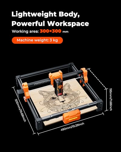 Image of ACMER S2 Laser Engraver, 12000mW Laser Cutter Engraving Machine, 72W Output, 0.01mm Precision, 300x300mm Area, 10000mm /min Speed, for Wood, Metal, Leather, Acrylic, DIY & Education