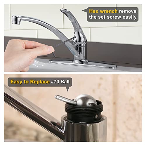 Enhon Kitchen Faucet Cartridge Repair Kit, Compatible With Delta/Peerless Faucet 86970 Single Handle #70 Ball Valves And Lever Handles, Fix Dripping Faucets, Stainless Steel (2 Packs) #TOP5