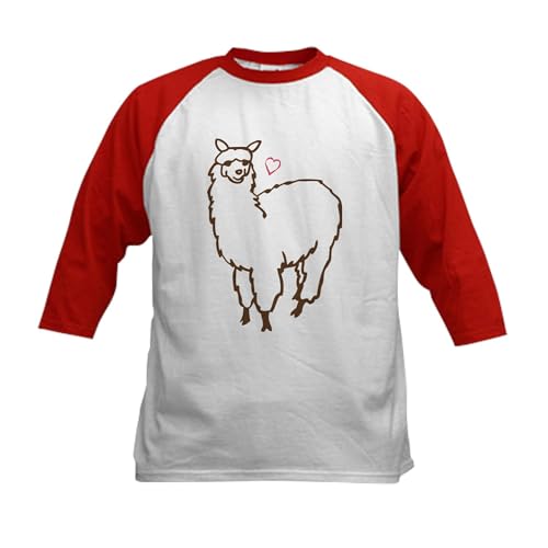 CafePress Cute Alpaca Kids Baseball Jersey Kids Cotton Baseball Jersey, 3/4 Raglan Sleeve Shirt Red/White
