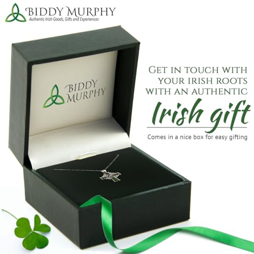 Biddy Murphy Irish Celtic Cross 18" Necklace with Connemara Marble, Trinity Knot Catholic 925 Sterling Silver Pendant, Fine Jewelry Imported Direct from Ireland - Image 7