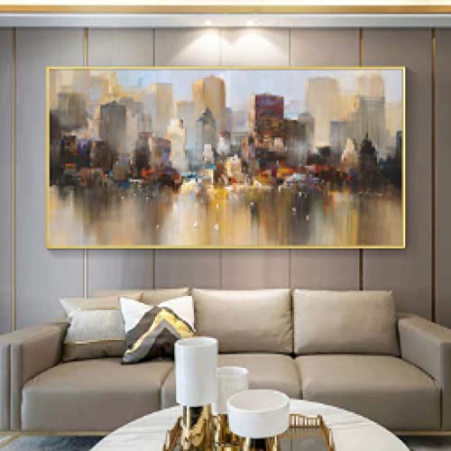 Affiche de paysage abstrait ville moderne peinture sur toile salon 40x80 cm sans cadre