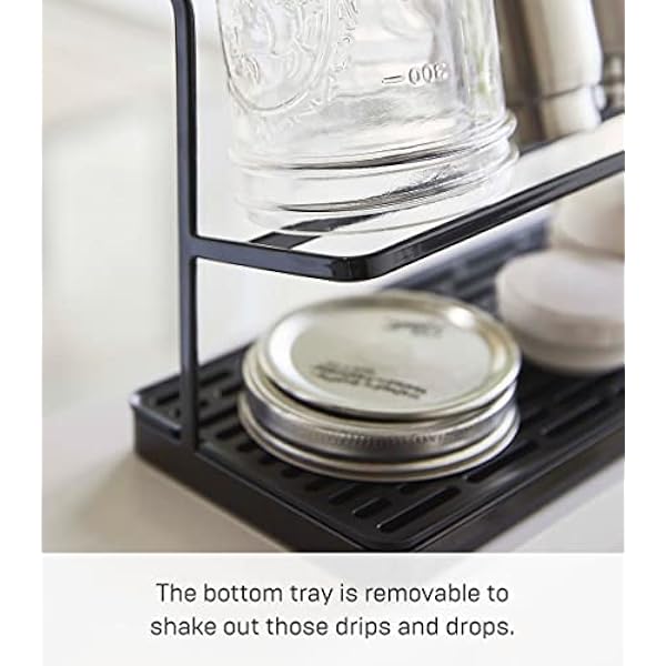 Yamazaki Home Stendino per bottiglie da appoggio in acciaio | Organizzatore da cucina, taglia unica, nero