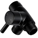 G-Promise Desviador de brazo de ducha de metal sólido para cabezal de ducha de mano y cabezal de pulverización fijo G 1/2 de 3 vías para baño, pieza de repuesto universal (negro mate)
