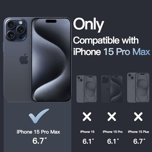 Image of JETech Cover Case for iPhone 15 Pro Max 6.7-Inch, Non-Yellowing Shockproof Phone Bumper Cover, Anti-Scratch Clear Back (Blue)