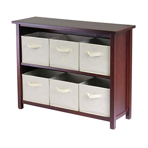 Winsome Verona Storage/Organization, 6 Small, Walnut/Beige #TOP3