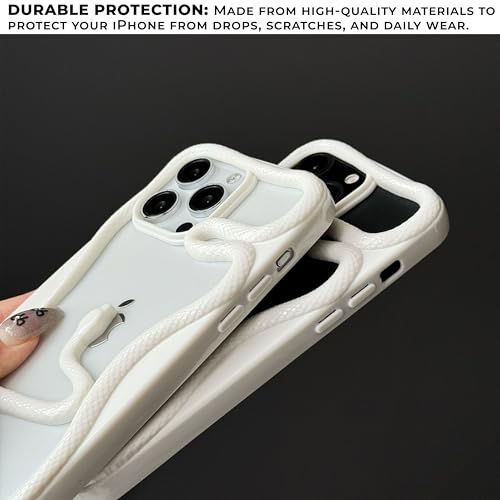 Image of Kraptick Slim iPhone 16 Pro Case - Thermoplastic Mobile Cover with Hollow Snake Design Phone Case Lightweight, Durable & Stylish Fit for iPhone 16 Pro -(Cream White)