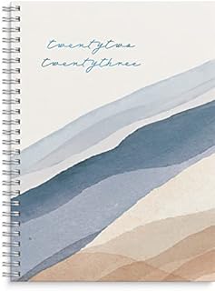 Burde Diary 2022 2023 Blue/Beige | Horizontal Layout | August 1 2022 to August 27 2023 | Week To View | Mid Year | Diary 22 23 | 21x16cm