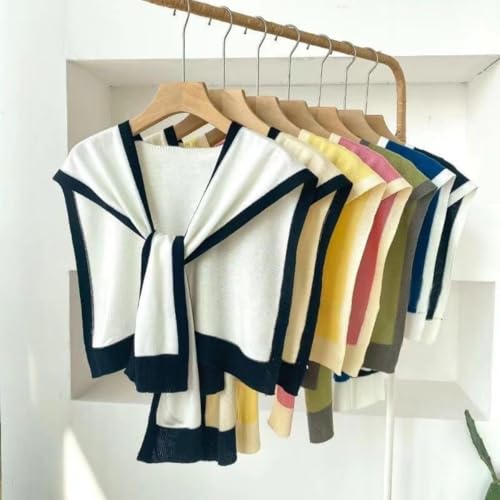 Women's Colorblock Knitted Shawl Wrap, Soft Lightweight Cape Scarf, Stylish Summer Cover-Up for Travel, and Daily Casual Wear3