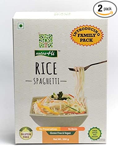 Delicious 100% Gluten Free Rice Noodles, Spaghetti for Healthy & Tasty Meals at Home - 400g in Total (200g x 2)