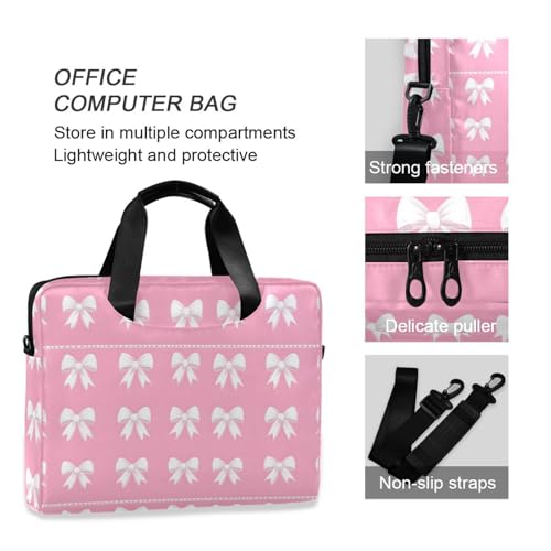 Funda para portátil con diseño de lazos blancos y rosa miniatura 6