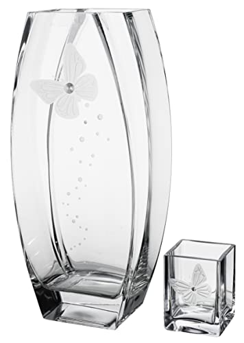 Butterfly Tea Light Holder With Swarovski Crystal & Etched Butterfly - Handmade Candleholder For Wedding Home Decor - Luxury Gift Box - 3.1 In (8 Cm) #TOP7