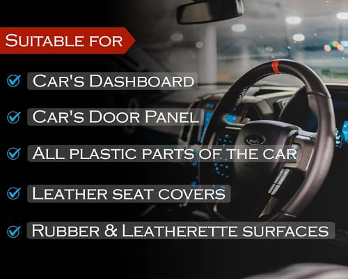 Image of CAR SAAZ Car Dashboard Polish 380 ML with Microfiber Cloth | Car Interior Dashboard, Leather & Vinyl Polish | Polish for Car Interior, Seats Covers, Door Panels and More
