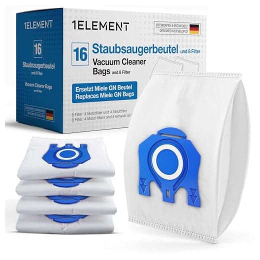 16 Staubsaugerbeutel für Miele Staubsauger [Complete C3 & C2, Classic C1, S8340] Ersetzt GN inkl. 4 Motor- & 4 Abluft Filter [S8000, S5000, S2000, S800 & S600 Serie] ersetzt 9917730 12281680 S8 S5