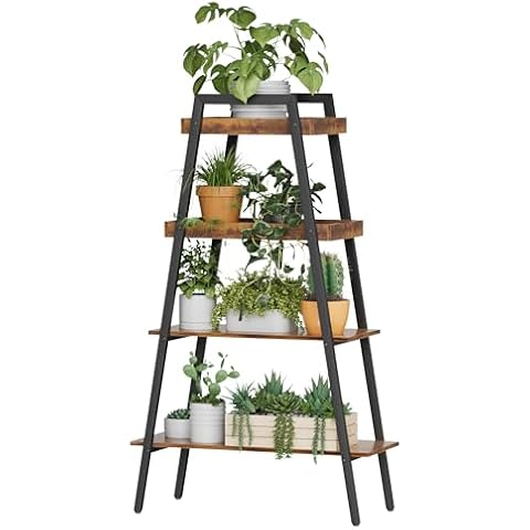 VECELO 4-Tier Industrial Ladder Shelf Cover