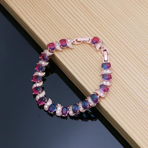Image of LMXXVJ Fashion Tennis Bracelet Created Emerald White Gold Plated Charm Bracelet Gifts Jewelry for Women