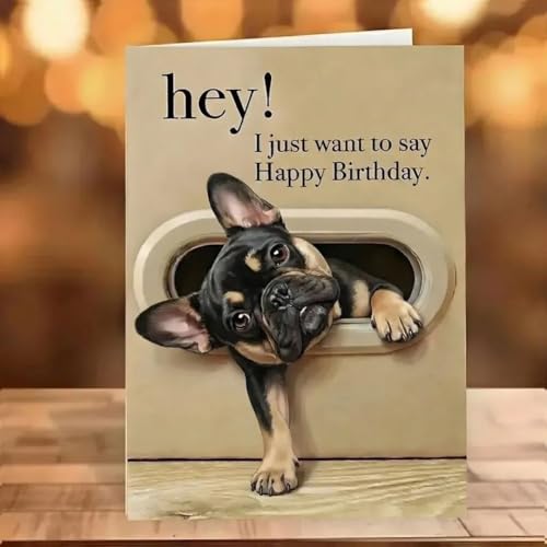 Auguri personalizzati: trasmetti auguri calorosi senza sforzo utilizzando il messaggio di buon compleanno incluso all'interno di questo affascinante biglietto di compleanno con cane