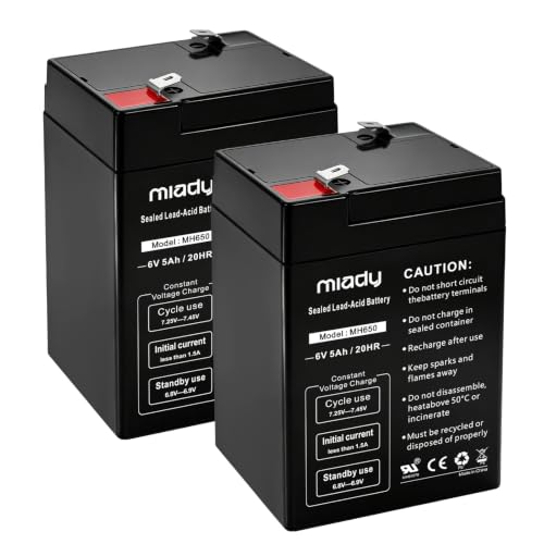 Miady 6V 5Ah Rechargeable Sealed Lead Acid Battery (2 Pack)