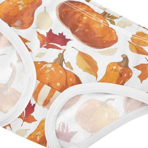 Wusikd Pumpkins Leaves Girls' Underwear Cotton Girls Briefs Soft Toddler Underwear 2T4