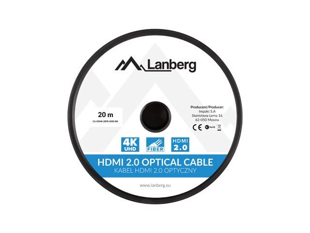 LANBERG HDMI V2.0 M/M Cable 20 m Optical AOC Black, Multi-Coloured - Image 3