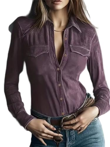 Chemisier aspect daim haut de gamme style occidental pour femme exigeante