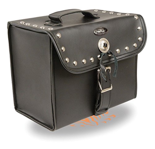 Bolsa Sissy Bar para Motocicleta con Hebilla Simple, Tachuelas y Trenzado en PVC con Concho