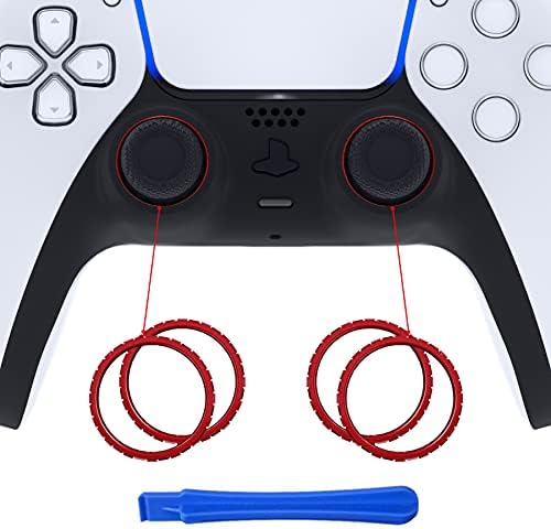 eXtremeRate Scarlet Red Glossy Replacement Accessories for PS5 Controller, Custom Accent Rings for PS5 Controller - Controller NOT Included