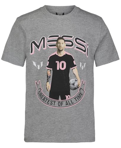 Image of Messi Boys' Lifestyle Short Sleeve T-Shirt, Slim-fit Graphic Tee, Cotton Blend Fabric