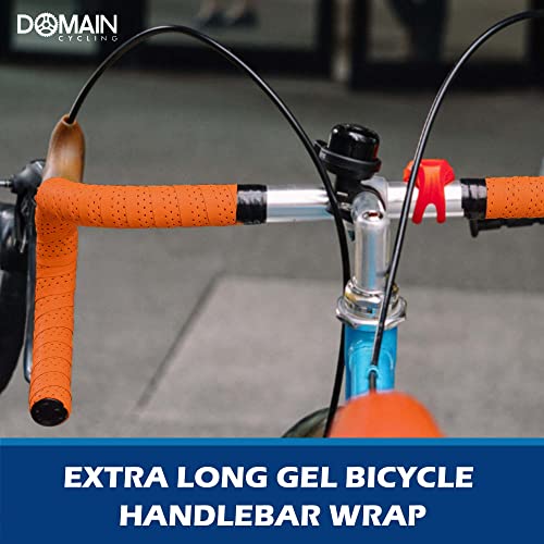 Domain Cycling Polyurethane Bike Handlebar Tape & Bar Ends – Waterproof Extra Long Bar Tape For Bike Handlebars, Orange #TOP6