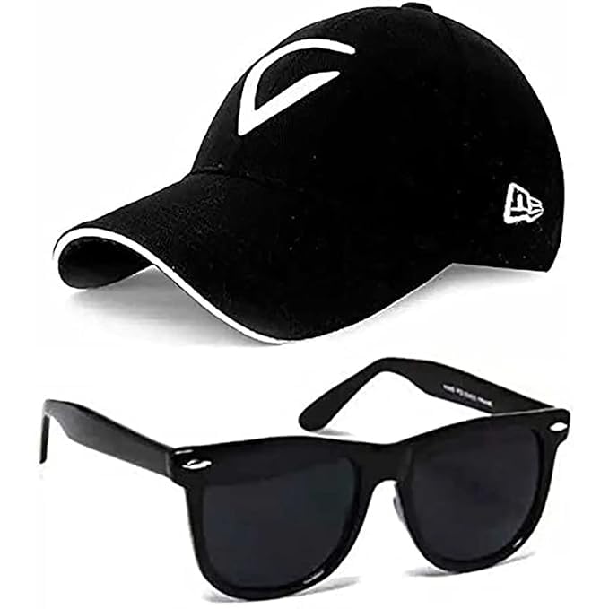 RYTORIA Kids Adjustable Baseball Cap with Square Sunglasses Combo | Stylish Outdoor Sun Protection Set for Boys & Girls Age 3–11 Years