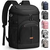 Pritent Cooler Backpack for Men Women Insulated Waterproof Backpack Coolers Leak Proof Cooler Bag Lightweight Lunch Backpack for Camping Beach Travel Picnic(Black,30 Cans)