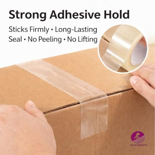 Image of DIVAYANSHI Clear BOPP Packaging Tape | Transparent Adhesive Tape | 48mm x 50 Meter | Pack of 1 | Carton Sealing & Packing