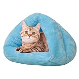 Douce Lit pour Chat Couvert | Lit Doux et Chaud en Polaire épaisse pour Chien | Tente pour Chat lit de Couchage Auto-Chauffant Hiver Animaux de Compagnie Chiot intérieur Animal de Compagnie Triangle