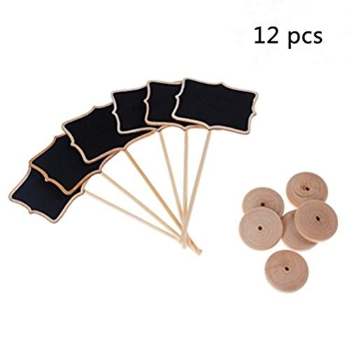 12Pcs Mini Rectangle Chalkboards Black Board With Stand For Message Board Signs Wood Small Chalkboard Signs For Wedding, Birthday Parties, Table Numbers, Food Signs And Special Event Decoration #TOP7