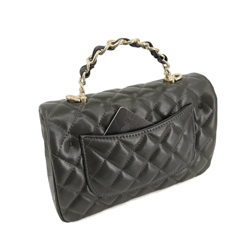 Image of M-ioi-M Small Quilted Crossbody Bags for Women,Leather Shoulder Bag with Gold Chain Strap,Metal Top Handle Flap Evening Purse