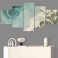 SIGNWIN 5 Panel Canvas Wall Art Abstract Aerial Contemporary Mixed Media Modern Art Multicolor Texture for Home Decorations Ready to Hang - 60