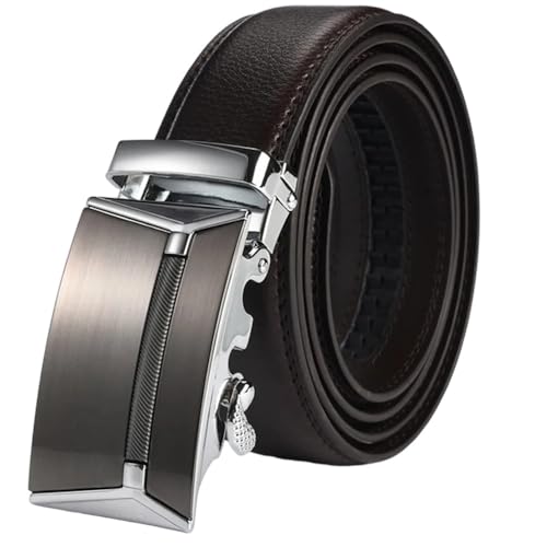 Men's Jeans Automatic Buckle Belts Leather Belt Waistband Strap Plus Large Size Silver Brown 115cm