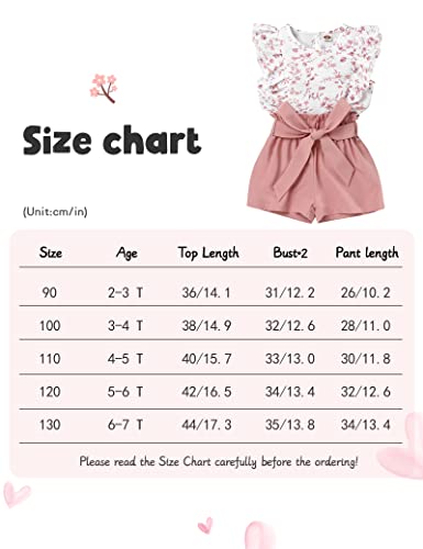 Image of Oklady Toddler Girl Clothes Ruffle Floral Embroidery Shirt and Shorts Set