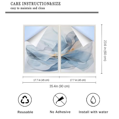 Vinilo decorativo para ventana con patrón azul y protección de privacidad miniatura 2
