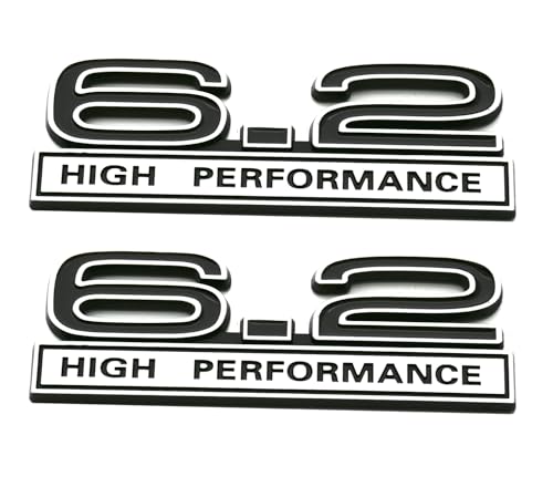 Image of 2pcs 6.2 Liter High Performance Engine Emblems Badge 3D Decals Stickers Cars Trucks (Chrome Black)